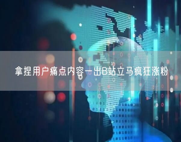 拿捏用户痛点内容一出B站立马疯狂涨粉