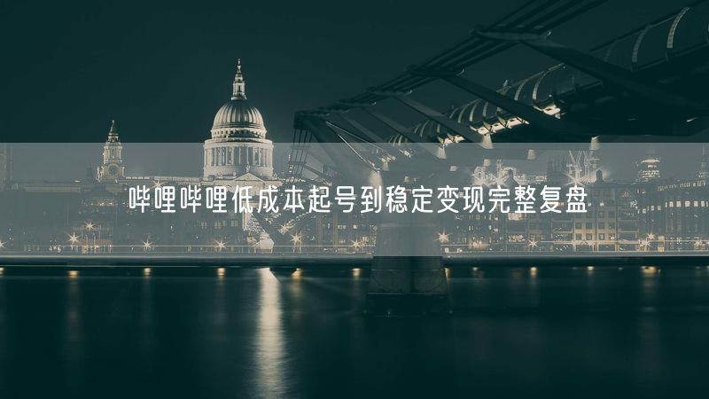 哔哩哔哩低成本起号到稳定变现完整复盘