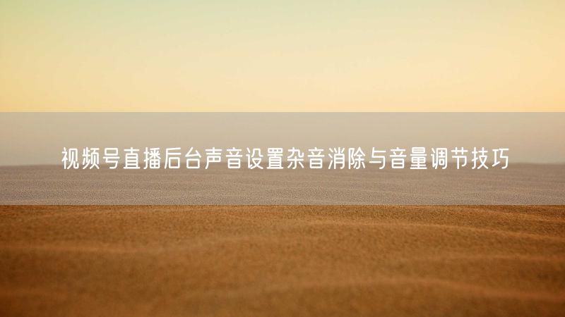视频号直播后台声音设置杂音消除与音量调节技巧
