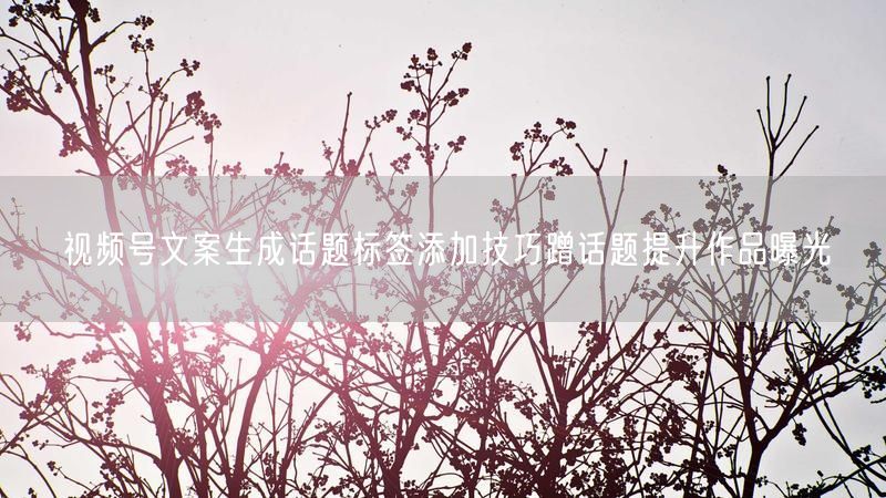 视频号文案生成话题标签添加技巧蹭话题提升作品曝光
