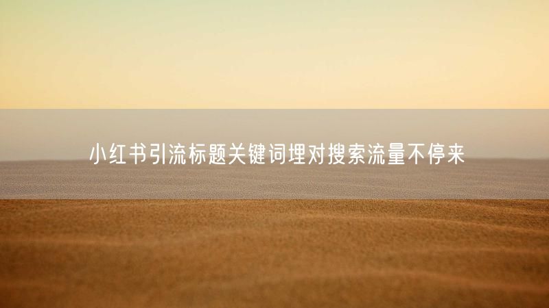 小红书引流标题关键词埋对搜索流量不停来